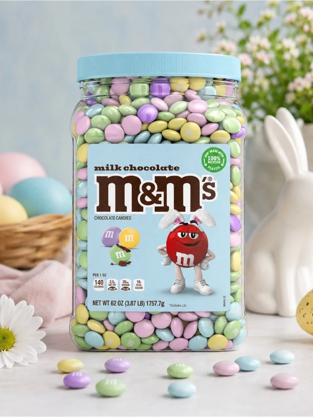 M&M'S Pastel Milk Chocolate Candy Jar - Blue Lid